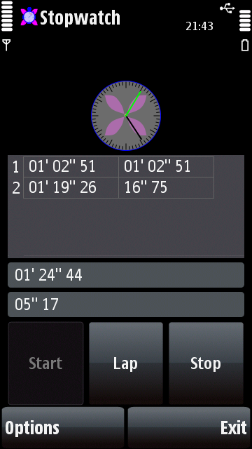 MathiolaStopWatch for Symbian touch